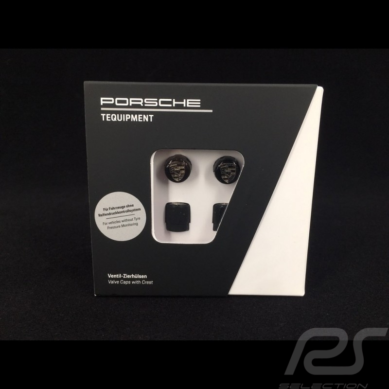 Bouchon de valve Porsche noir / logo gris - lot de 4 - Porsche Original 99104460265 valve cap ventilkappen