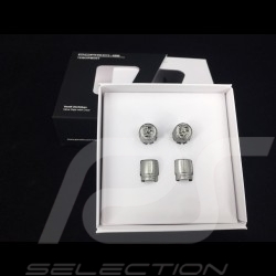Bouchons de valve Porsche lot de 4 noir / écusson doré Porsche Tequipment 99104460266