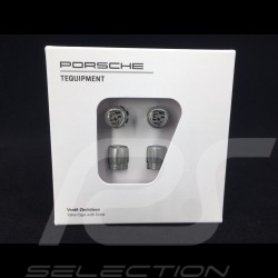 Bouchons de valve Porsche lot de 4 noir / écusson doré Porsche Tequipment 99104460266