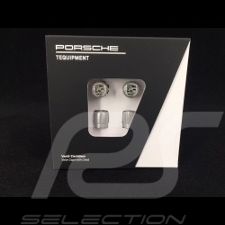 Bouchons de valve Porsche lot de 4 noir / écusson doré Porsche Tequipment 99104460266