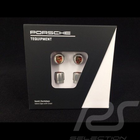 Bouchon de valve Porsche gris / logo couleur - lot de 4 - Porsche Original 99104460269 valve cap ventilkappen 