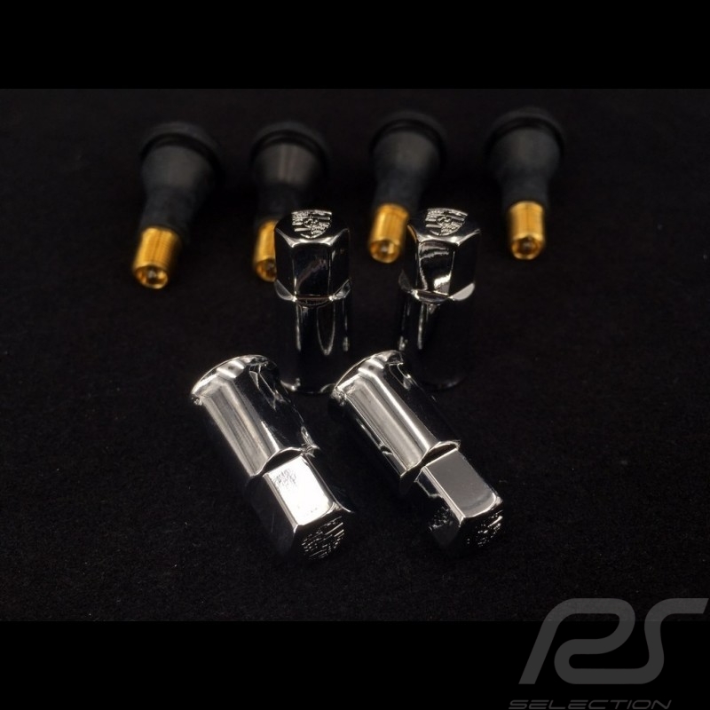 Porsche ventilkappen schwarz / Farblogo - 4er-Set - Porsche Original 99104460267