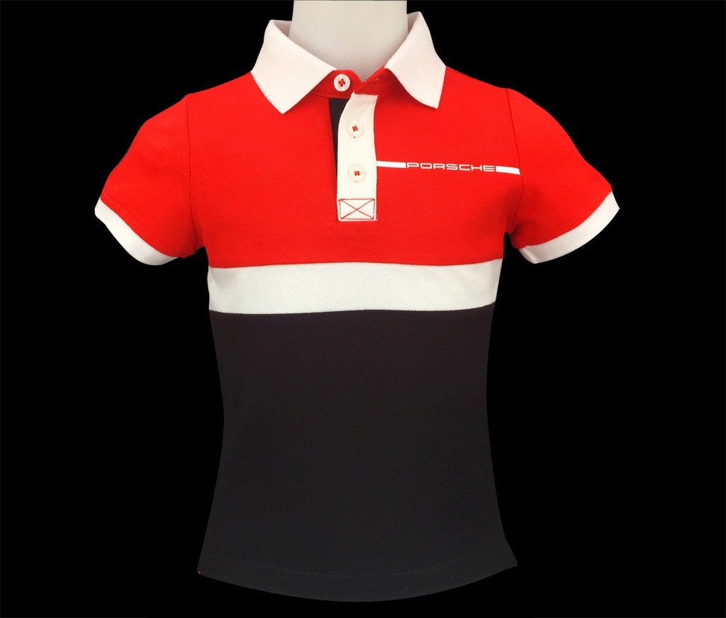 red black white polo shirt