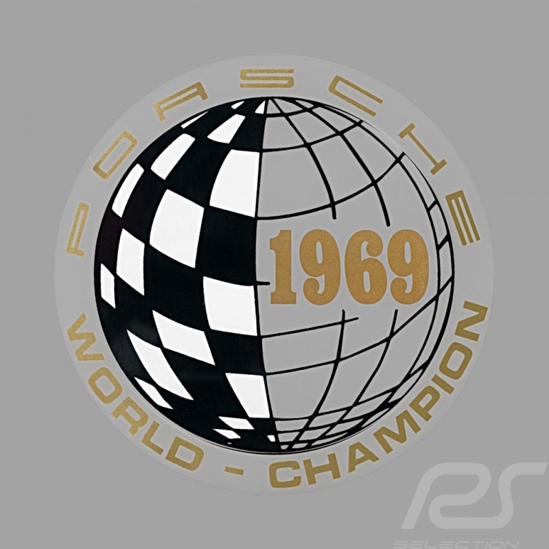 Autocollant Sticker Aufkleber Porsche World Champion 1969 pour l'intérieur de la vitre