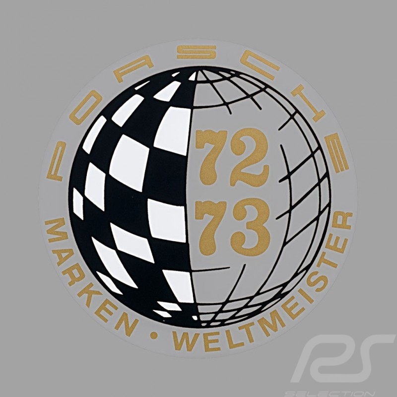 Aufkleber Porsche Marken Weltmeister 73-75 für die Innenseite von Gläsern