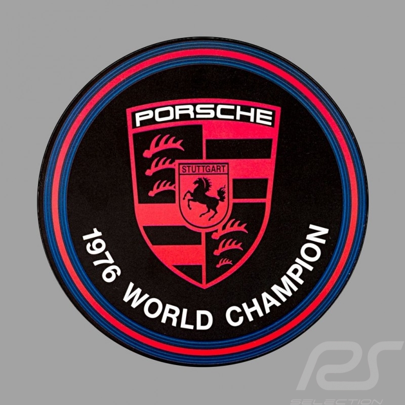 Aufkleber Porsche 1976 World Champion für die Innenseite von Gläsern