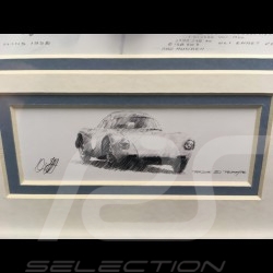 Porsche 550 A RS n° 25 24h du Mans 1958 Aluminium Rahmen mit Schwarz-Weiß Skizze Limitierte Auflage Uli Ehret - 309