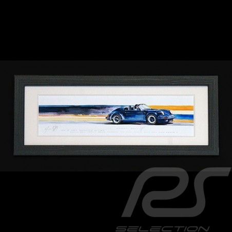 Porsche 911 3.2 Speedster Blue wood frame black 15 x 35 cm Limited edition Uli Ehret - 685
