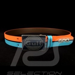 Gulf leather belt Two-tone blue / orange 95 cm