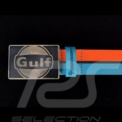 Ceinture Belt  Gulf Cuir Bicolore bleu / orange 95cm