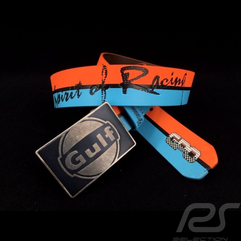 Gulf Ledergürtel Zweifarbiger Blau / Orange 95 cm