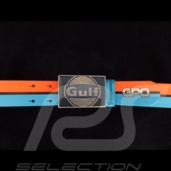 Gulf leather belt Two-tone blue / orange 95 cm
