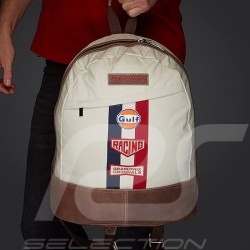 Sac à dos Backpack Rucksack Gulf Steve McQueen Le Mans Beige Coton / cuir