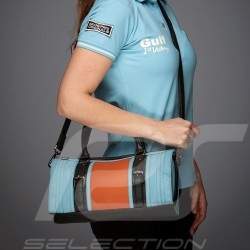 No logo handbag bowling style Gulf blue / orange / black leather