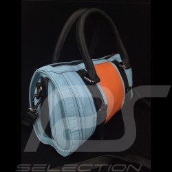 No logo Handtasche Bowling style Gulf blau / orange / schwarz Leder