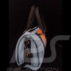 Sac à main Handbag Handtasche No logo style bowling cuir bleu Gulf  / orange / noir