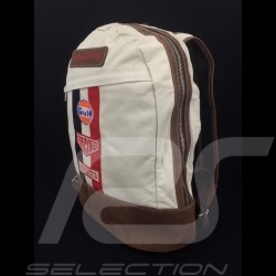 Gulf Rücksack Steve McQueen Le Mans Beige Baumwolle/ Leder