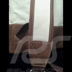 Sac à dos Backpack Rucksack Gulf Steve McQueen Le Mans Beige Coton / cuir