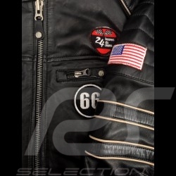 Veste Jacket Jacke cuir leather leder 24h Le Mans 66 Mulsanne Noir - homme