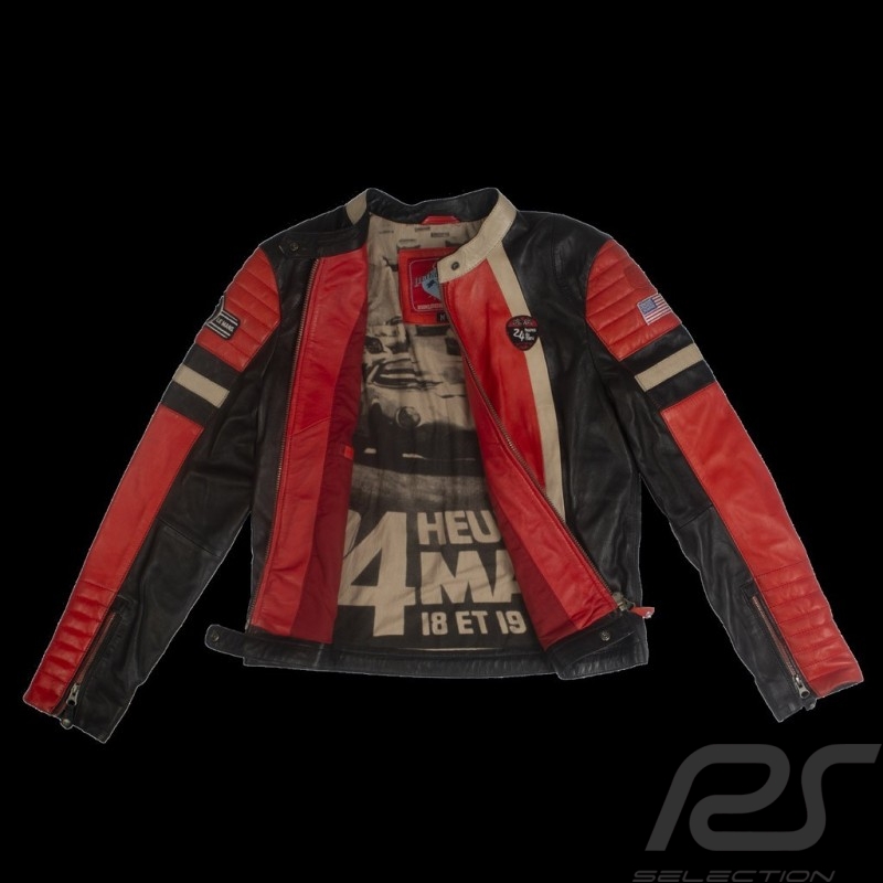 Veste cuir 24h Le Mans 66 Firestarter rouge / noir / beige - femme jacket jacke