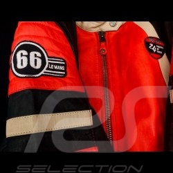 Lederjacke 24h Le Mans 66 Firestarter rot / schwarz / beige - damen