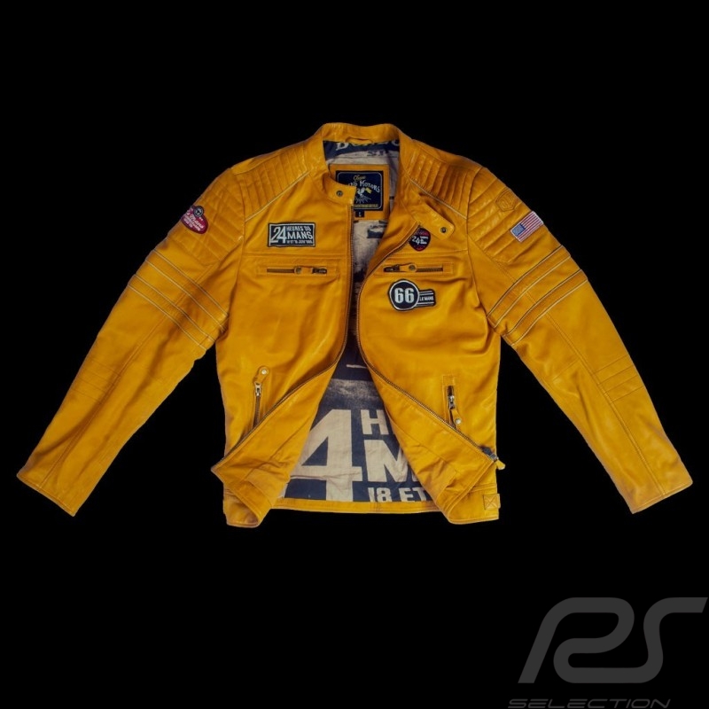 Leather jacket 24h Le Mans 66 Mulsanne Mustard yellow - men