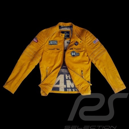 Leather jacket 24h Le Mans 66 Mulsanne Mustard yellow - men