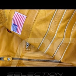 Veste Jacket Jacke cuir leather Leder 24h Le Mans 66 Mulsanne Jaune moutarde - homme