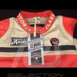 Veste cuir 24h Le Mans 66 Indianapolis rouge / beige / bleu marine - homme jacket jacke