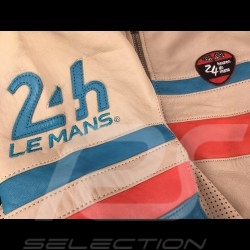 Lederjacke 24h Le Mans 66 Hunaudieres beige / türkis / rot - Herren jacket jacke