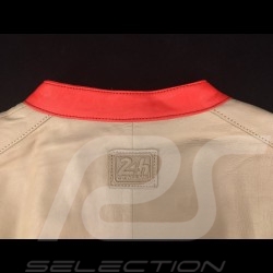 Veste cuir 24h Le Mans 66 Hunaudieres beige / turquoise / rouge - homme