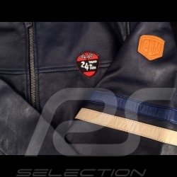 Veste Jacket Jacke cuir leather Leder 24h Le Mans 66 Arnage Bleu Marine - homme