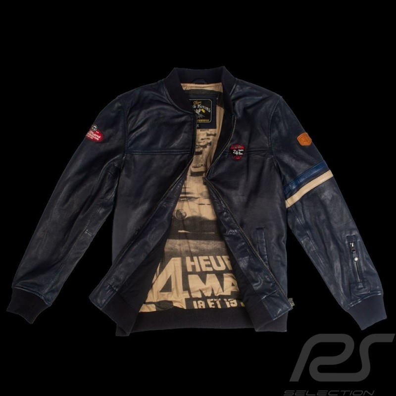 Lederjacke 24h Le Mans 66 Arnage Marineblau - Herren