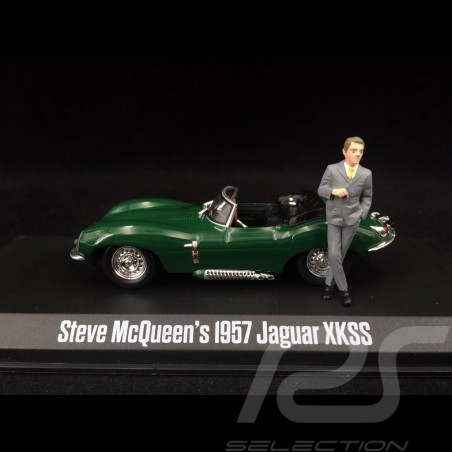 Jaguar XKSS 1957 verte avec figure Steve McQueen 1/43 GreenLight 86434