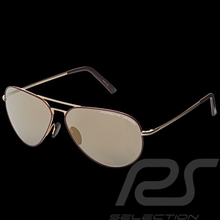 Lunettes de soleil Porsche Heritage monture dorée - bordeaux / verres dorés WAP0785080LHRT - mixte sunglasses Sonnenbrille