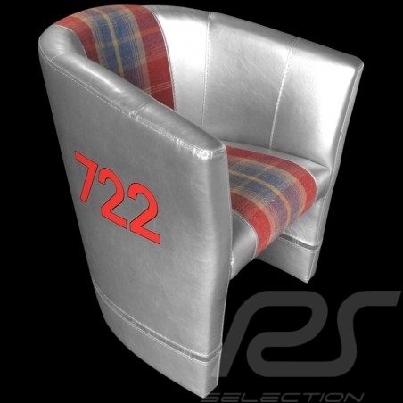 Fauteuil cabriolet Racing Inside n° 722 gris / rouge / tissu écossais