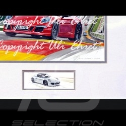 Porsche Poster 911 type 991 Spa rot Schwarz Rahmen mit Schwarz-Weiß Skizze Limitierte Auflage Uli Ehret - 628