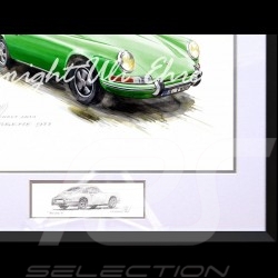 Porsche 911 Classic green Big black aluminum frame with black and white sketch Limited edition Uli Ehret - 527