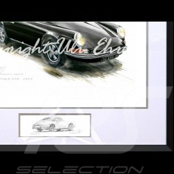 Porsche 911 Classic black Big black aluminum frame with black and white sketch Limited edition Uli Ehret - 527