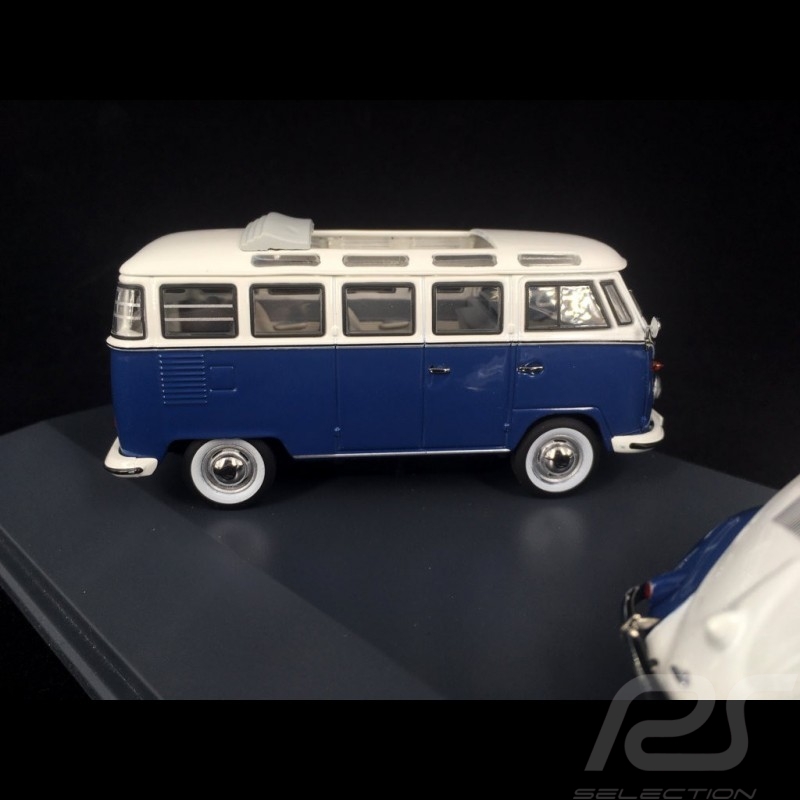 Schuco Set VW Coccinelle T1 Samba Modèle Echelle 1:43 Édition limitée 500 Bleu/Blanc