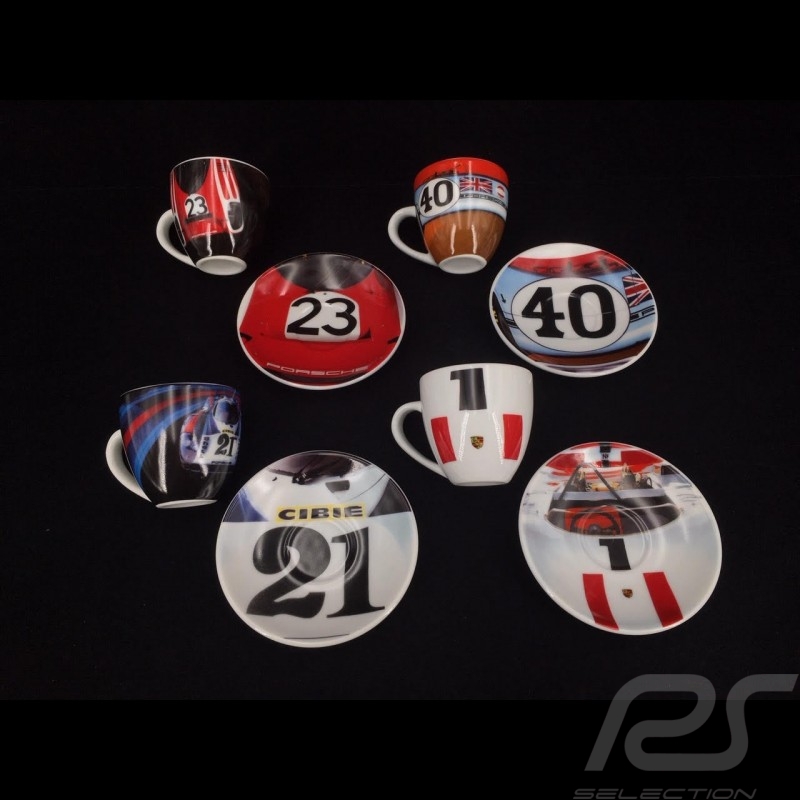 Très rare Selten Set de 4 tasses cups Tassen expresso Porsche 1968 - 1971 Edition limitée Porsche Design Wap05025018