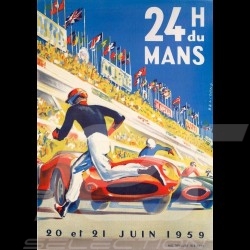 T-shirt 24h du Mans 1959 Affiche Poster Plakat Blanc White Weiß homme men herren
