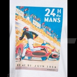 T-shirt 24h du Mans 1959 Affiche Poster Plakat Blanc White Weiß homme men herren