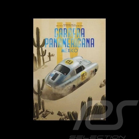 Poster Porsche 356 SL n° 153 Carrera Panamericana 1953 Edition limitée