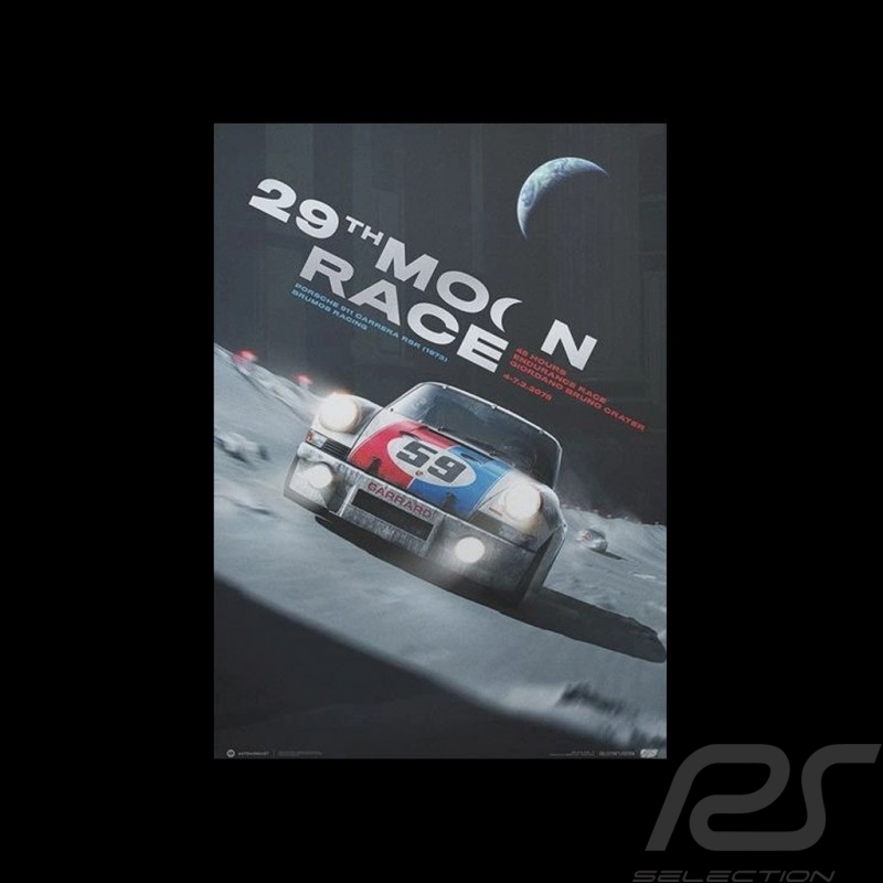 Porsche Poster 911 2.8 Carrera RSR n° 59 Brumos 29th Moon Race 2078 Limited edition
