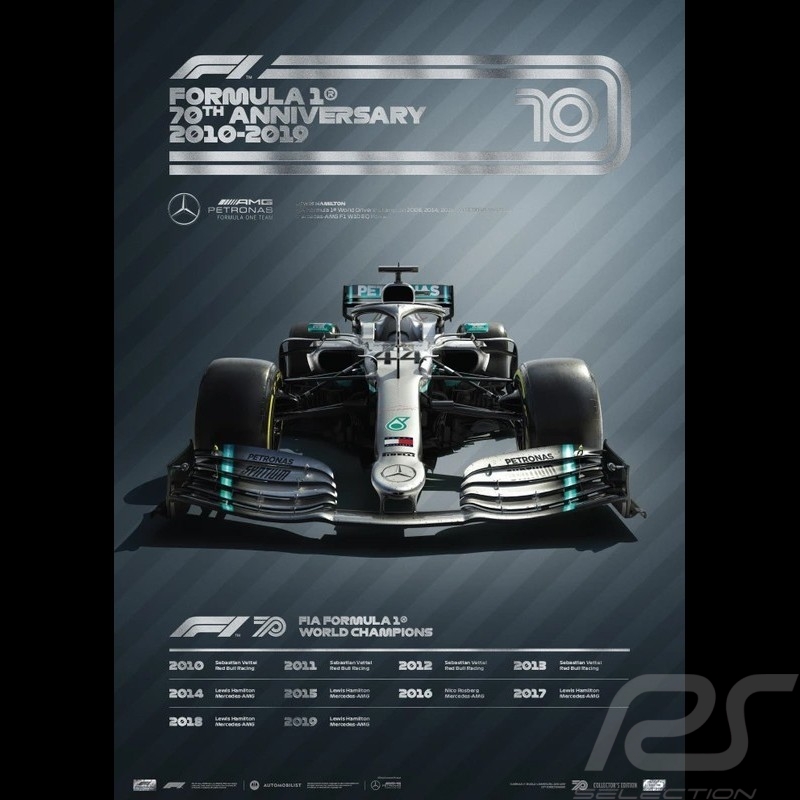 Mercedes Poster AMG Petronas F1 Team 70. Geburtstag 2010 - 2019 Limitierte Auflage