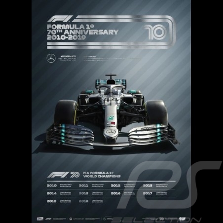 Mercedes Poster AMG Petronas F1 Team 70. Geburtstag 2010 - 2019 Limitierte Auflage