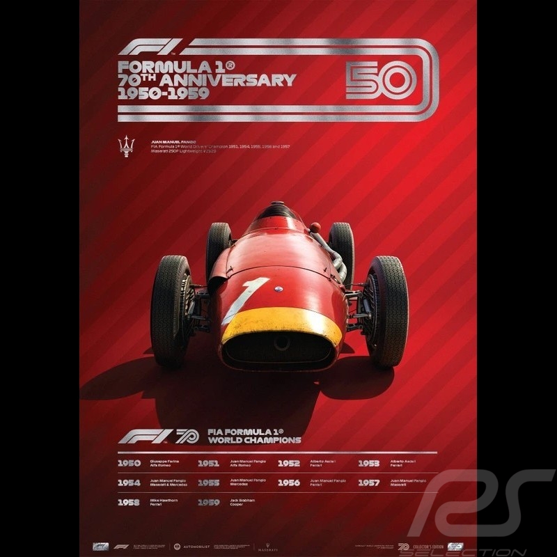 Maserati Poster F1 70. Geburtstag 1950 - 1959 Limitierte Auflage