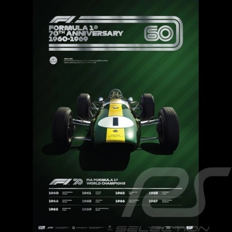 Poster Lotus F1 70ème anniversaire 1960 - 1969 Edition limitée