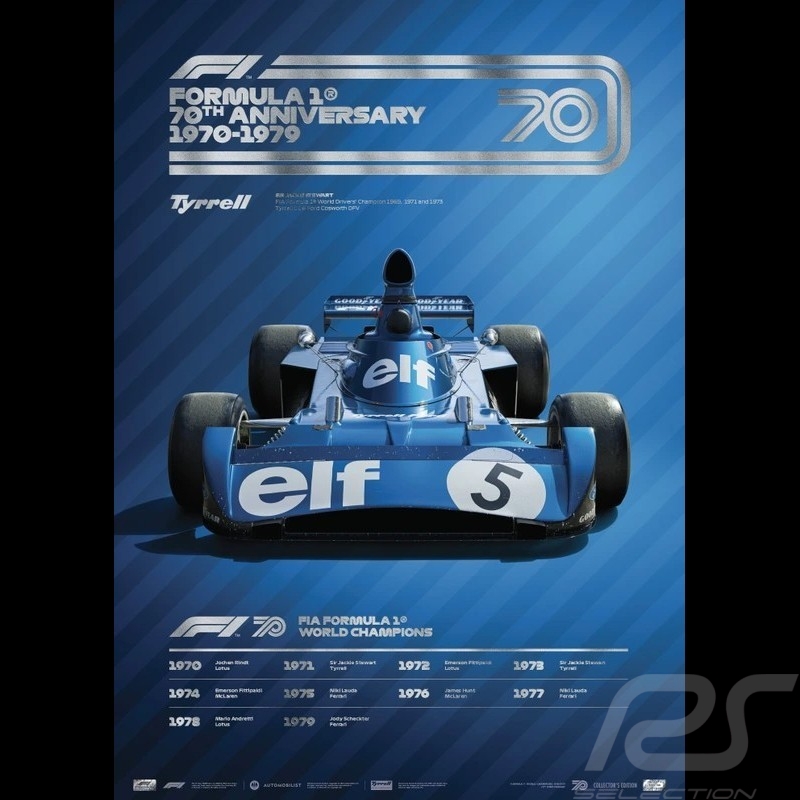Tyrrell Poster F1 70. Geburtstag 1970 - 1979 Limitierte Auflage
